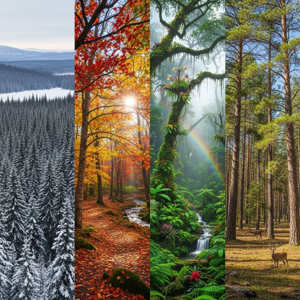 Explore the defining traits, ecological roles, and biodiversity of the world’s main forest types spanning tropical, temperate, and boreal zones.
