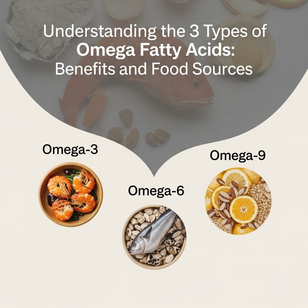 Understanding the 3 Types of Omega Fatty Acids: Benefits and Food Sources Explore omega-3, omega-6, and omega-9 fatty acids, their vital health roles, and the best ways to ensure your diet includes them.