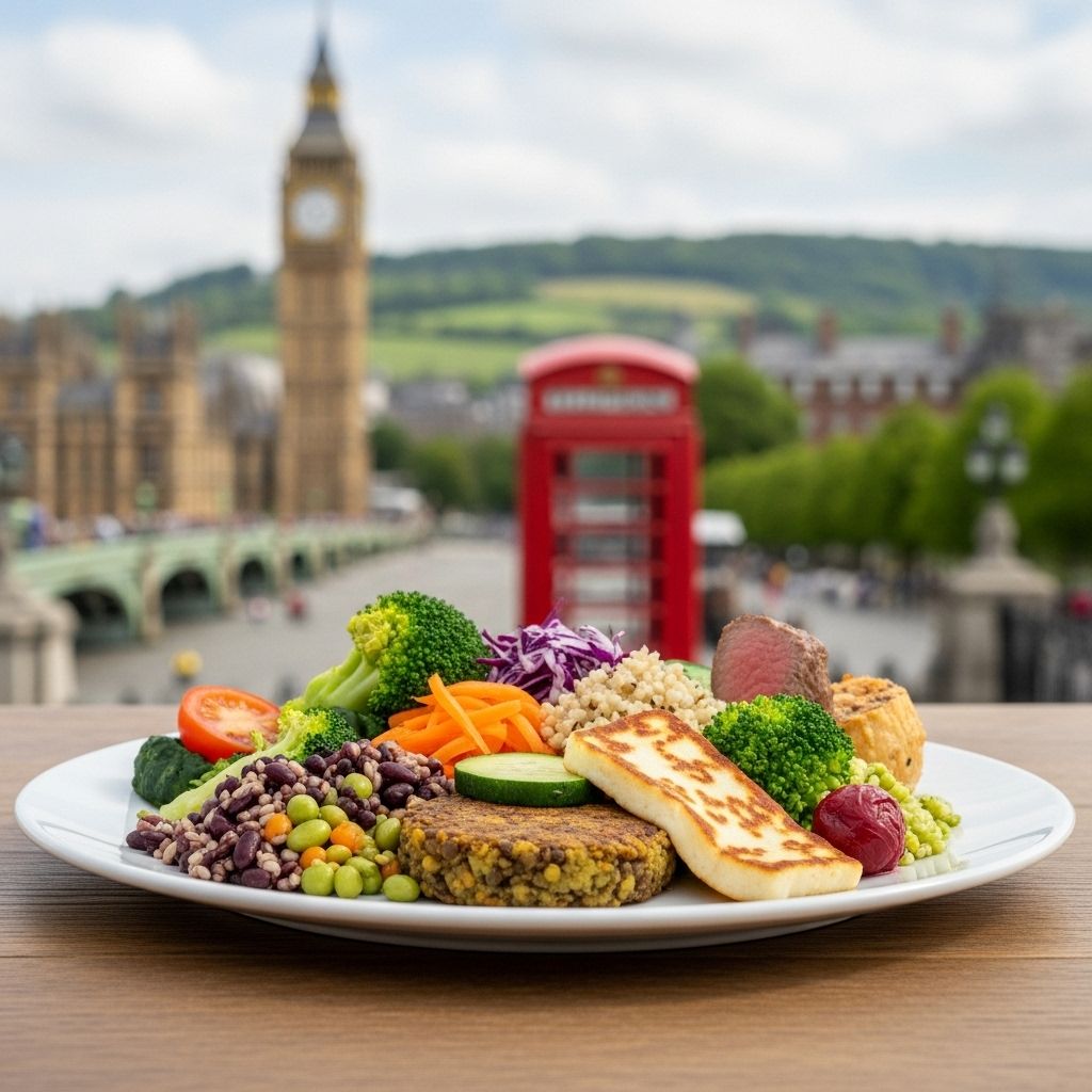 The UK aims for a 30% meat reduction by 2032 to combat climate change, support health, and ensure a sustainable food future.