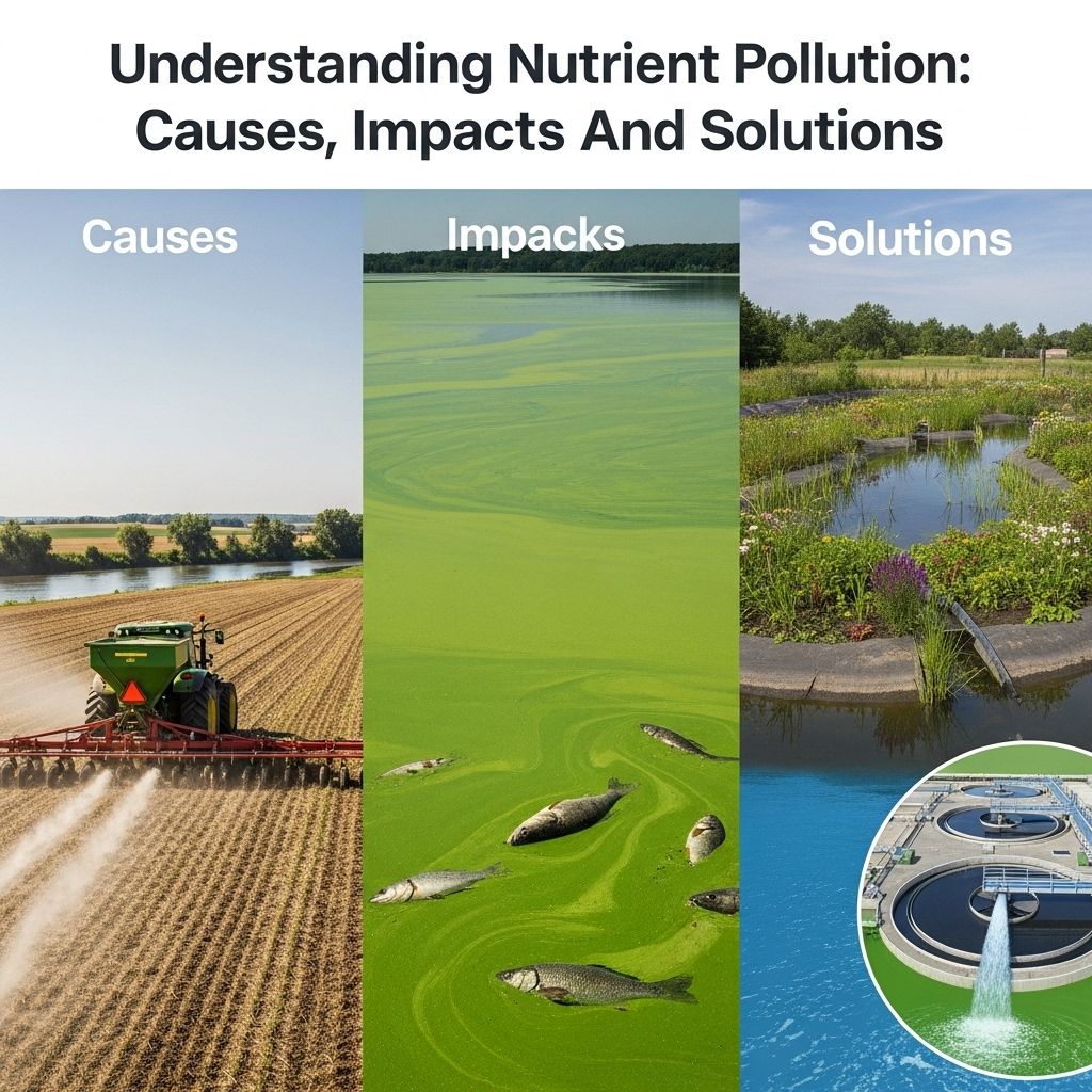A comprehensive guide to nutrient pollution, its sources, effects on the environment and health, and actionable solutions for communities and individuals.