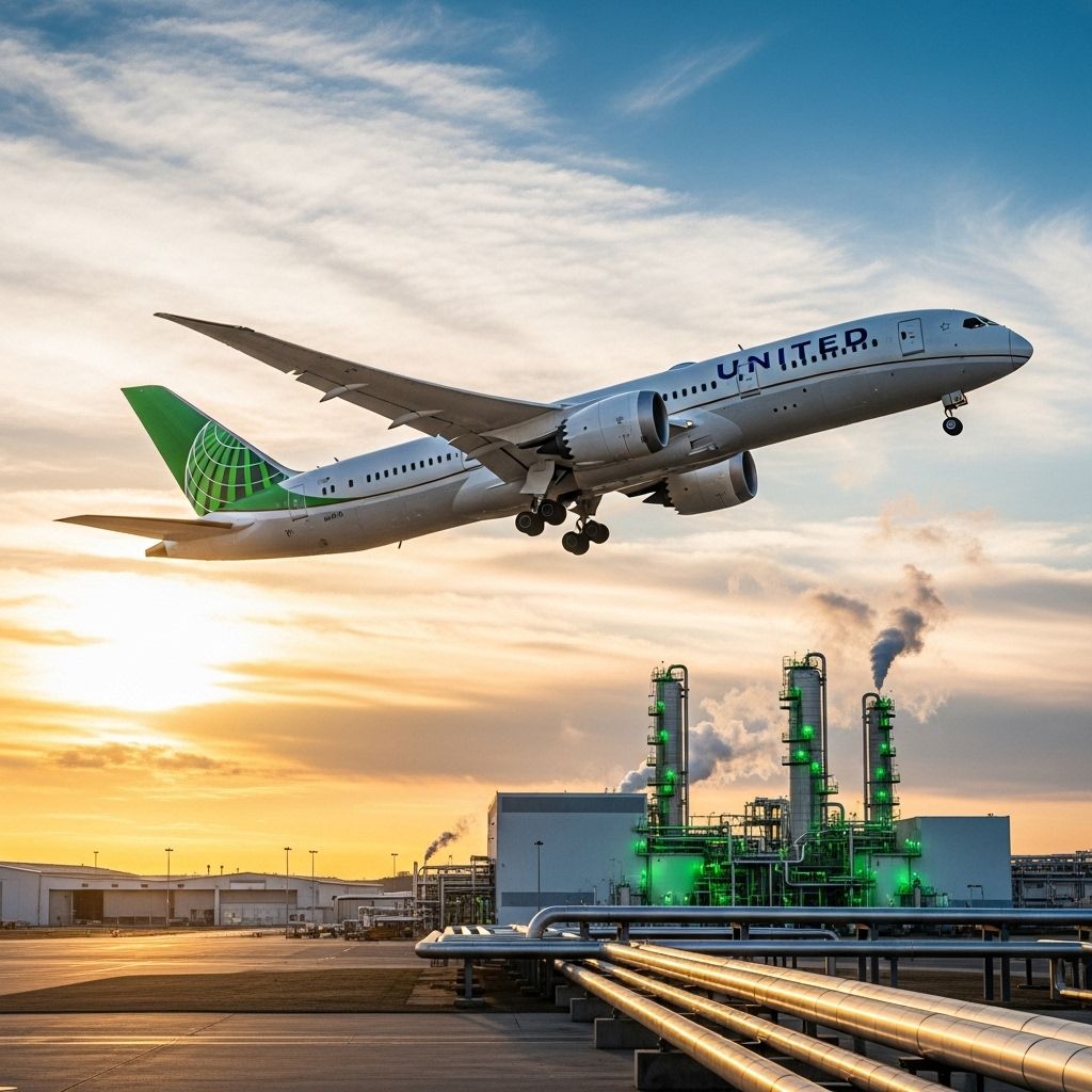 Pioneering commercial air travel, United Airlines leads the industry with the first passenger flight using 100% sustainable aviation fuel.