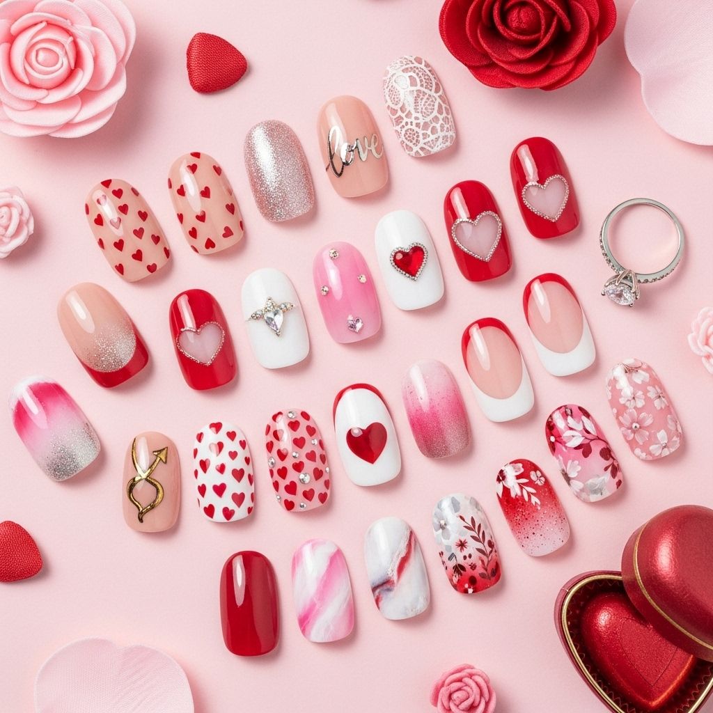 Romantic nail art designs perfect for February 14th celebrations