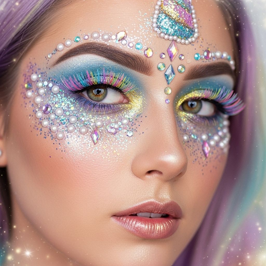 Transform into a magical unicorn with this stunning, wearable makeup look