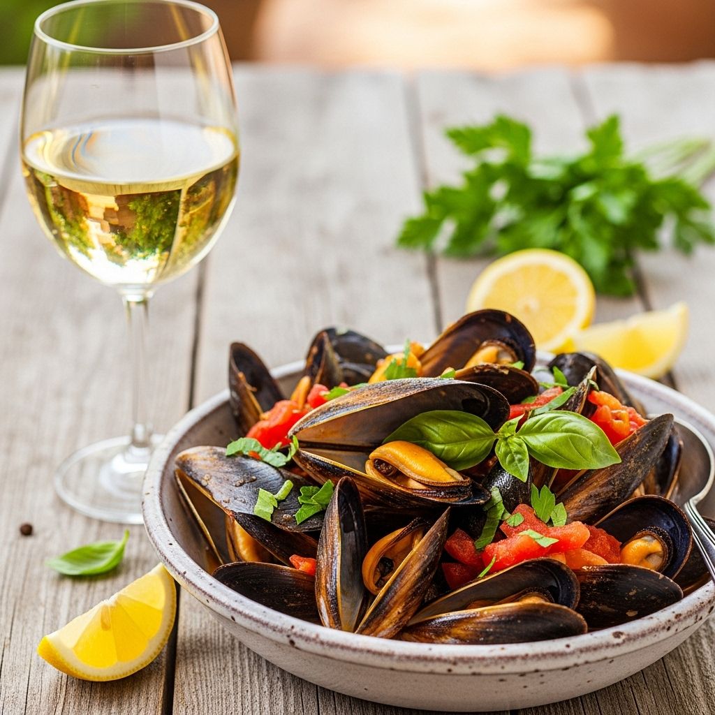 Discover how to prepare mussels in white wine and tomato sauce with fresh herbs—a flavorful, Mediterranean-inspired seafood recipe for any occasion.