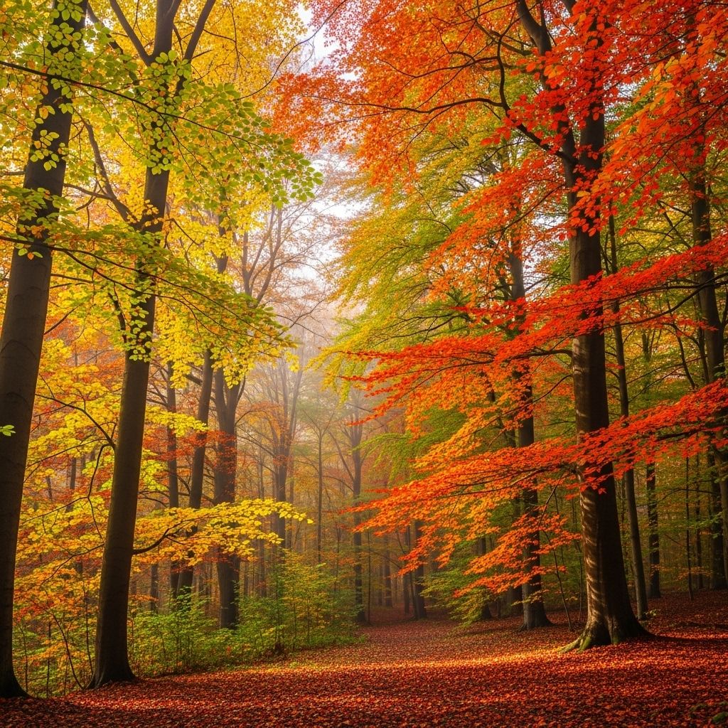 Explore the science, art, and environmental factors behind autumn's vibrant leaf colors in deciduous forests.