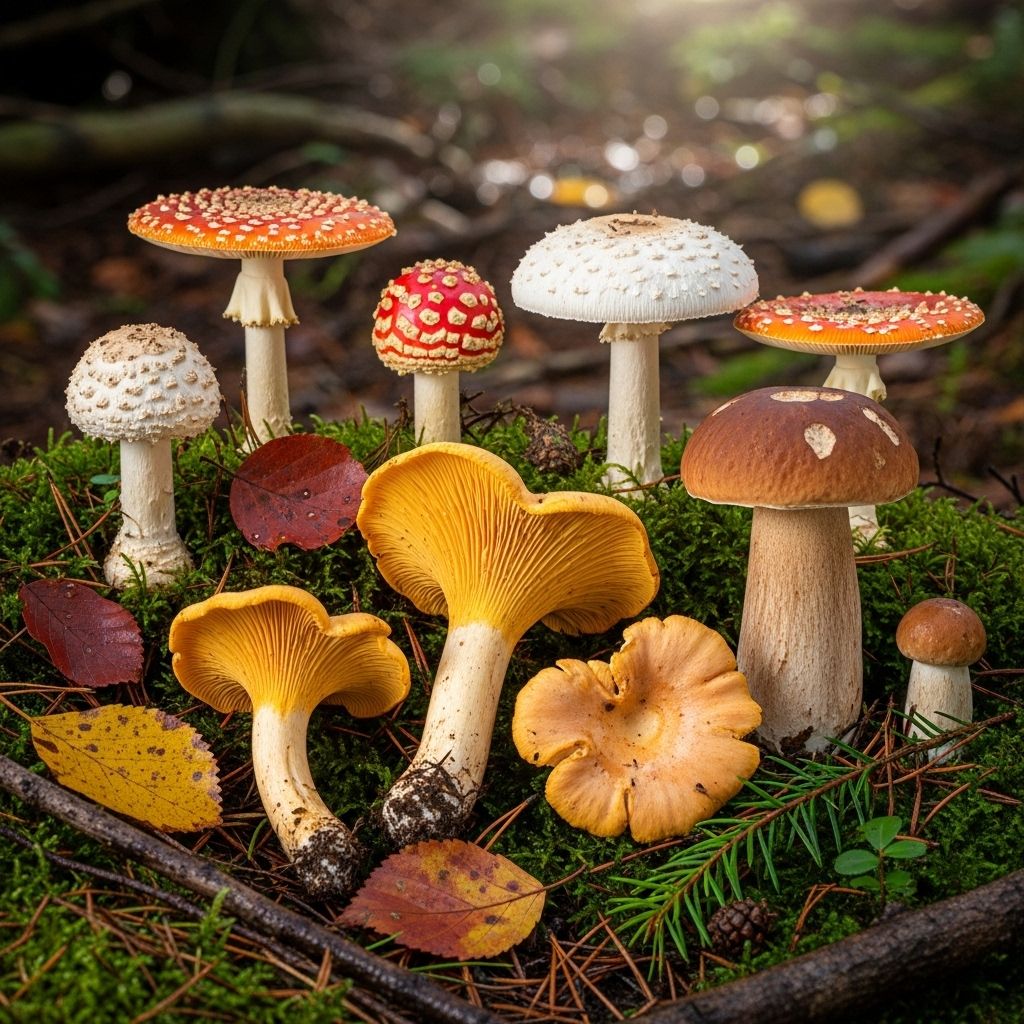 A complete guide to foraging wild mushrooms: identification, safety, and ethical harvesting principles.