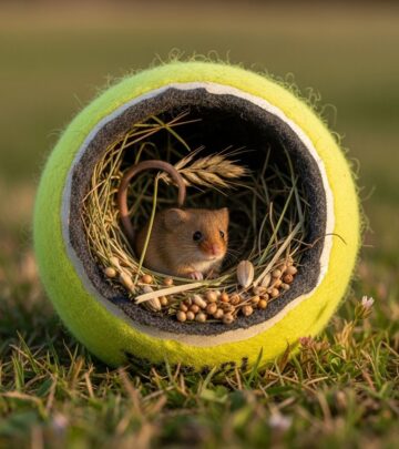 Discarded balls transform into elevated shelters shielding mice from floods and foes.