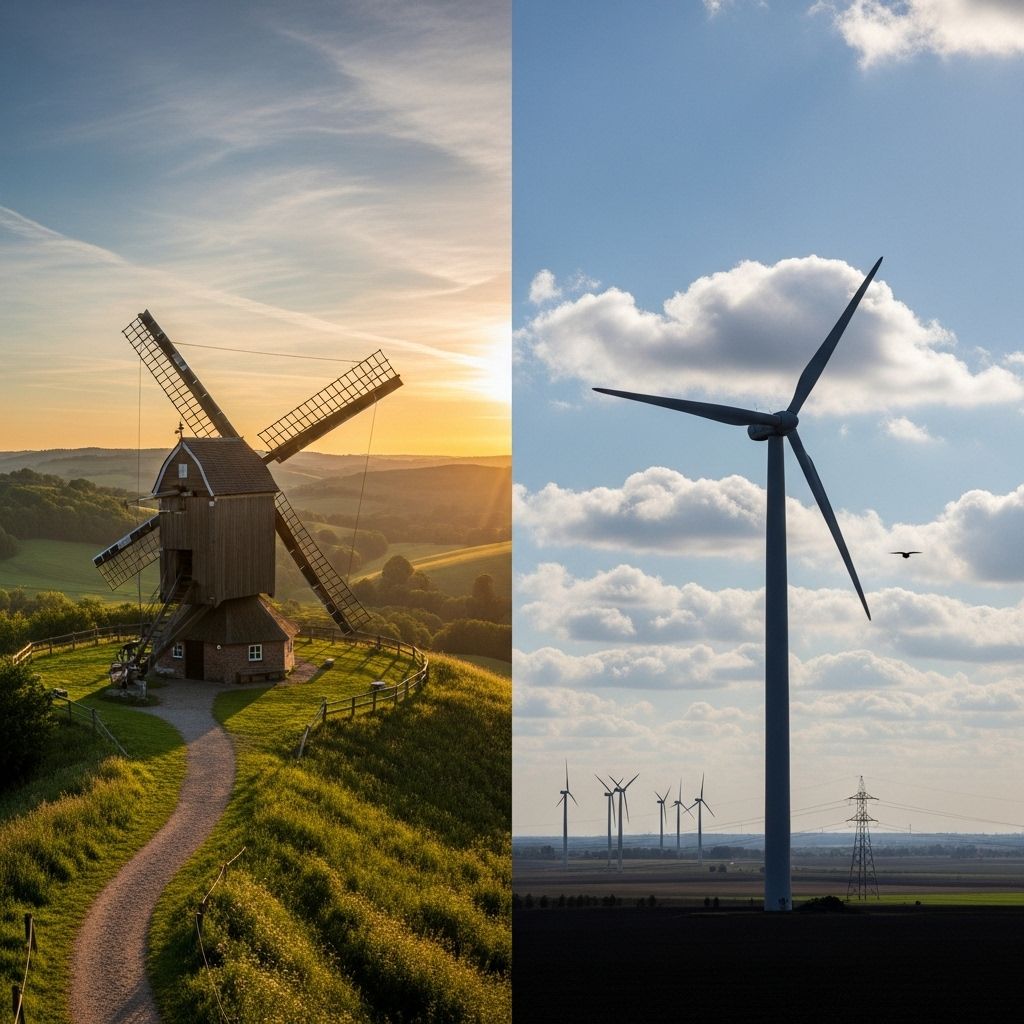 Explore how windmills and wind turbines differ in function, design, and significance in sustainable energy and agriculture today.