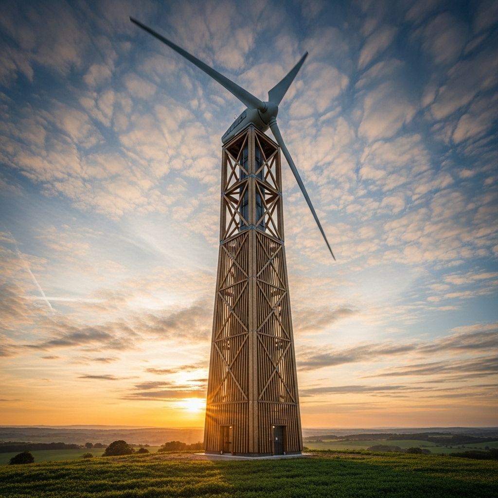 Transforming wind power: How wooden turbine towers reduce emissions, boost sustainability, and enable cost-efficient renewable energy.