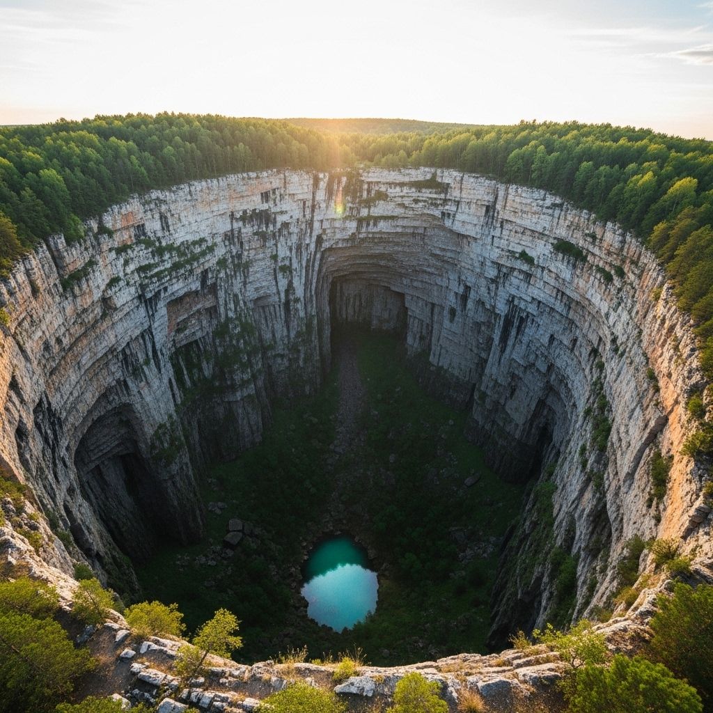 Explore the extraordinary beauty, danger, and rarity of the planet's largest and most mesmerizing sinkholes.