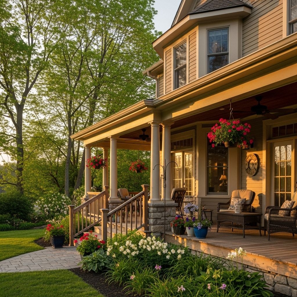25 Inspiring Wrap-Around Porch Ideas for Every Home Cozy seating nooks and layered lighting transform corners into inviting retreats.